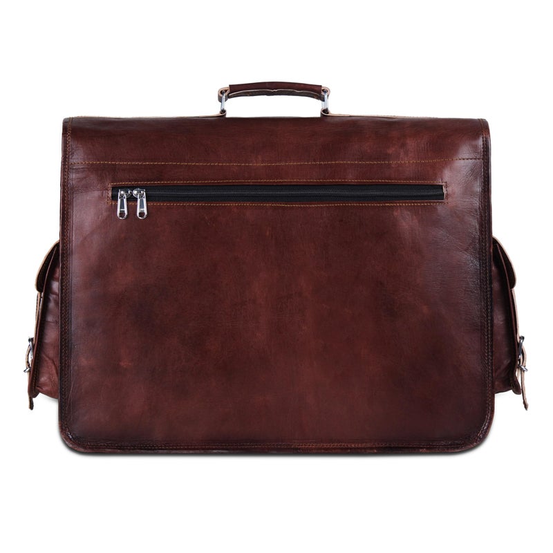 HULSH Brown Leather Messenger Bag For Men 18 Inch Big Women Shoulder Cross Body Brown Laptop Computer Briefcase Bag - Best Vintage Look - Image 5